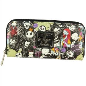 LOUNGEFLY Nightmare Before Christmas Allover Print Character Zip Around Wallet